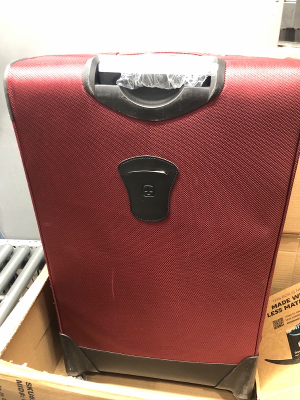 Photo 3 of (minor damage) SwissGear Sion Softside Expandable Roller Luggage, Burgandy, Checked-Large 29-Inch