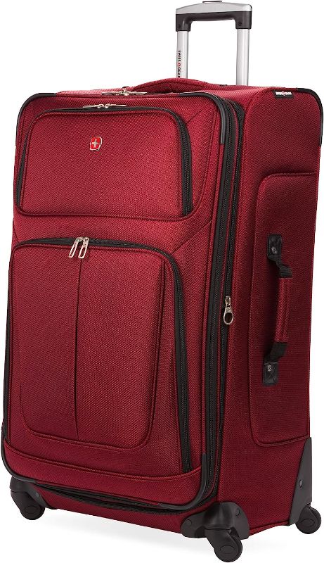 Photo 1 of (minor damage) SwissGear Sion Softside Expandable Roller Luggage, Burgandy, Checked-Large 29-Inch