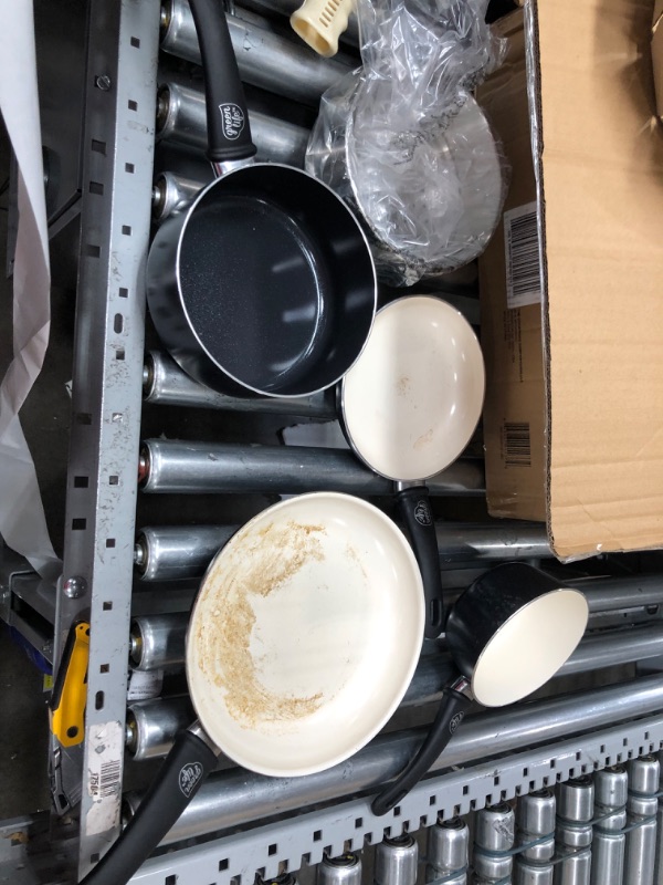 Photo 1 of GreenLife Soft Grip Healthy Ceramic Nonstick, 16 Piece Cookware Pots and Pans Set, PFAS-Free, Dishwasher Safe, Black & Cream Black & Cream 16 Piece Cookware Set