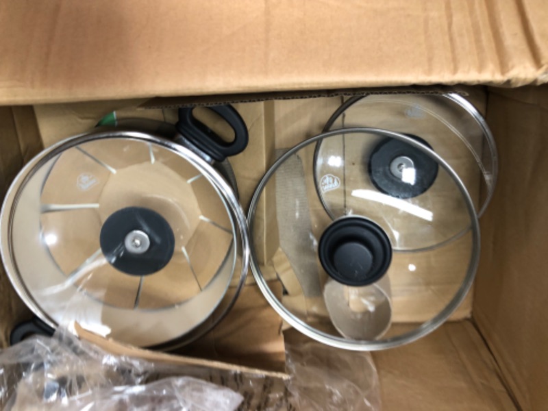 Photo 1 of GreenLife Soft Grip Healthy Ceramic Nonstick, 16 Piece Cookware Pots and Pans Set, PFAS-Free, Dishwasher Safe, Black & Cream Black & Cream 16 Piece Cookware Set