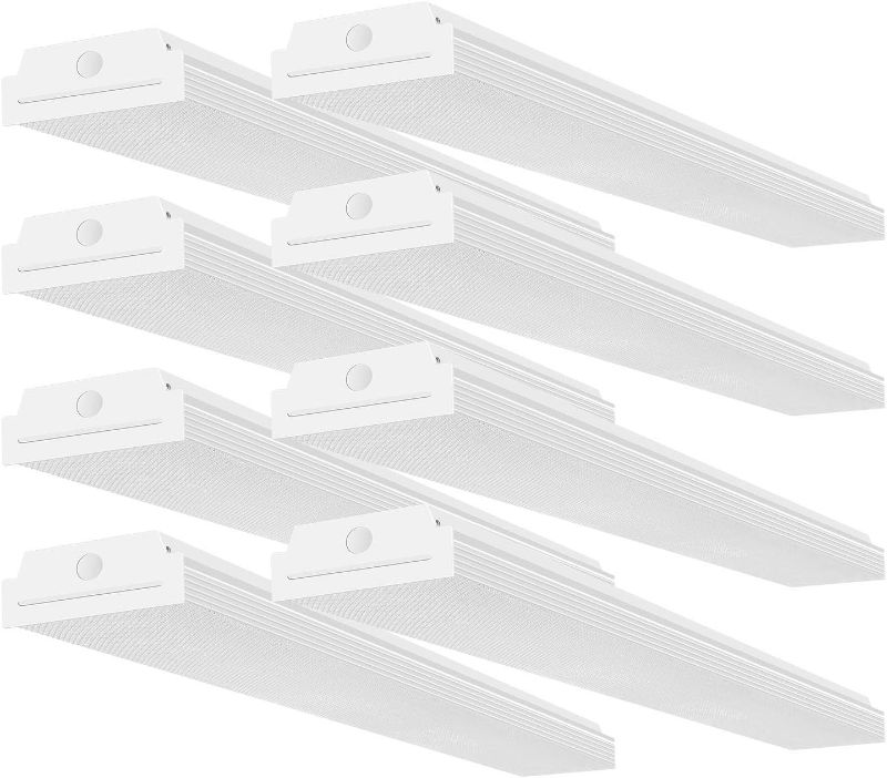 Photo 1 of FaithSail 4FT LED Wraparound Garage Shop Lights, 40W 4400lm 4000K Neutral White, 48 Inch LED Wrap Light Flush Mount Linear Office Ceiling Lighting Fixture, 4 Foot Fluorescent Light Replacement, 8 Pack
