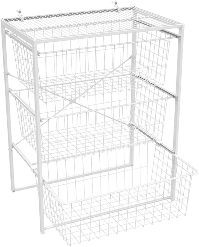 Photo 1 of 
Set of 2*****ClosetMaid Wire Basket 3 Drawer Organizer Unit with Shelf for Pantry, Closet, Clothes, Linens, Sturdy Steel, Easy Assembly, White
Size:3-Drawer
Style:Organizer Unit