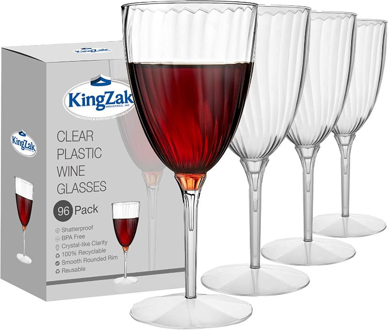 Photo 1 of 
Lillian Tablesettings Premium Wine Glasses 8 oz. Clear Hard Plastic 1-Piece Disposable Cups Value Pack-96 Count
Style:Wine Glasses - 96 Count