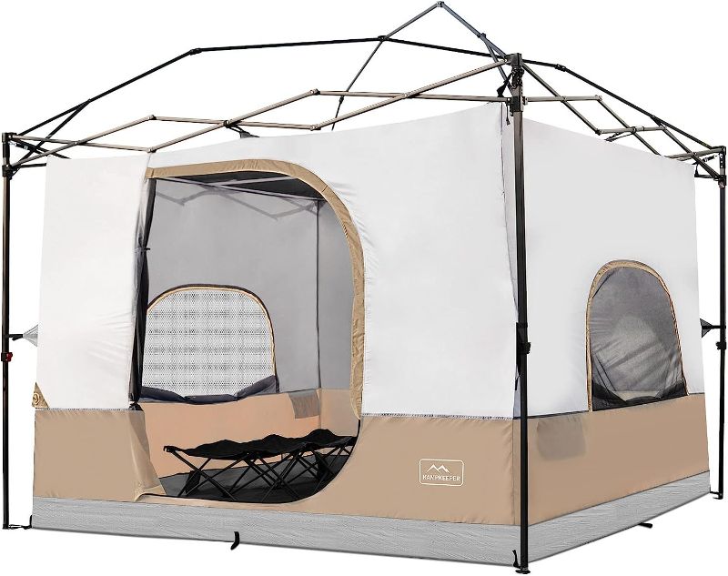 Photo 1 of (Canopy & Frame NOT Included),  KAMPKEEPER Camping Cube for Pop Up Canopy Tent, Converts 10'x10' Straight Leg Canopy into Camping Inner Tent, with 1 Dog Hole–Fully Vented Roof(Canopy & Frame NOT Included), 