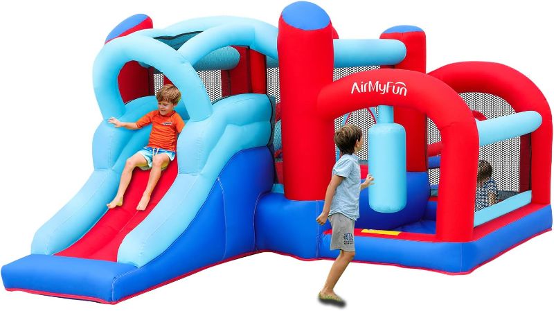 Photo 1 of AirMyFun Inflatable Bounce House, Bouncy House for Kid Outdoor with Slide,Bounce Castle with Jumping ,Ball Pit,Basketball Hoop,Target Balls and Boxing,Inflatable Bouncer for Party
