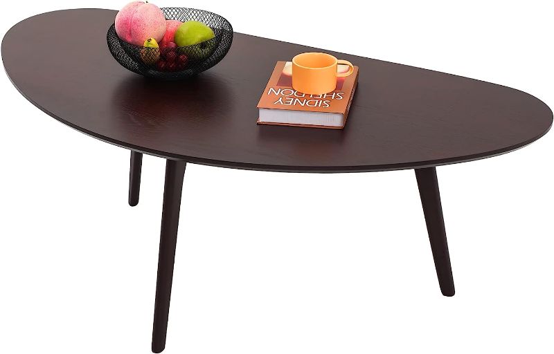 Photo 1 of (STOCK PHOTO REFERENCE ONLY) FIRMINANA Mid Century Modern Coffee Table, Large Oval Coffee Table Black Coffee Table WHITE LEGS for Small Spaces, 47.3" W x23.63 D x 17.72" H
