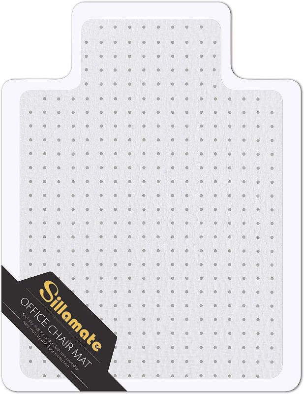 Photo 1 of Sillamate Plastic Office Chair Mat for Carpeted Floors, 36'' x 48'' Heavy Duty Floor Mat, Eco-Friendly Series Studded Carpet Desk Chair Mats (36 inches X 48 inches)