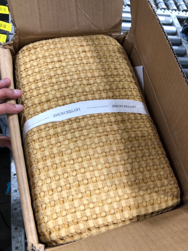 Photo 1 of Levtex Home - Mills Waffle - King Quilt Set - Ochre Cotton Waffle - Quilt Size (106 x 92in.), Sham Size (36 x 20in.) Ochre King Quilt