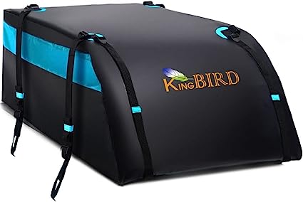 Photo 1 of **zipper broke, straps missing**
KING BIRD Aerodynamic Rooftop Cargo Carrier Bag, 20 Cubic Feet Car Waterproof Roof Bag