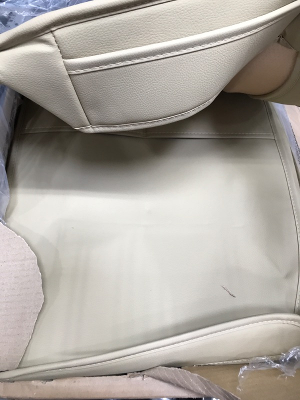 Photo 3 of AOOG Leather Car Seat Covers, Leatherette Automotive Seat Covers for Cars SUV Pick-up Truck, Non-Slip Vehicle Car Seat Covers Universal Fit Set for Auto Interior Accessories, Front Pair, Beige Front Pair BEIGE