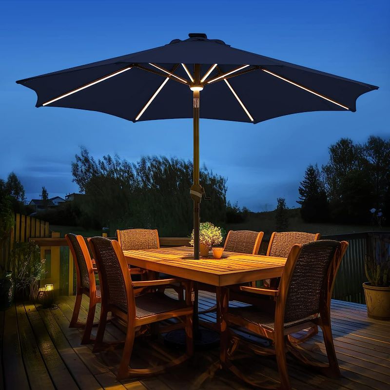 Photo 1 of **STOCK PHOTO REFERENCE ONLY** BLUU 9 Ft Patio Umbrella (Navy Blue/Black)