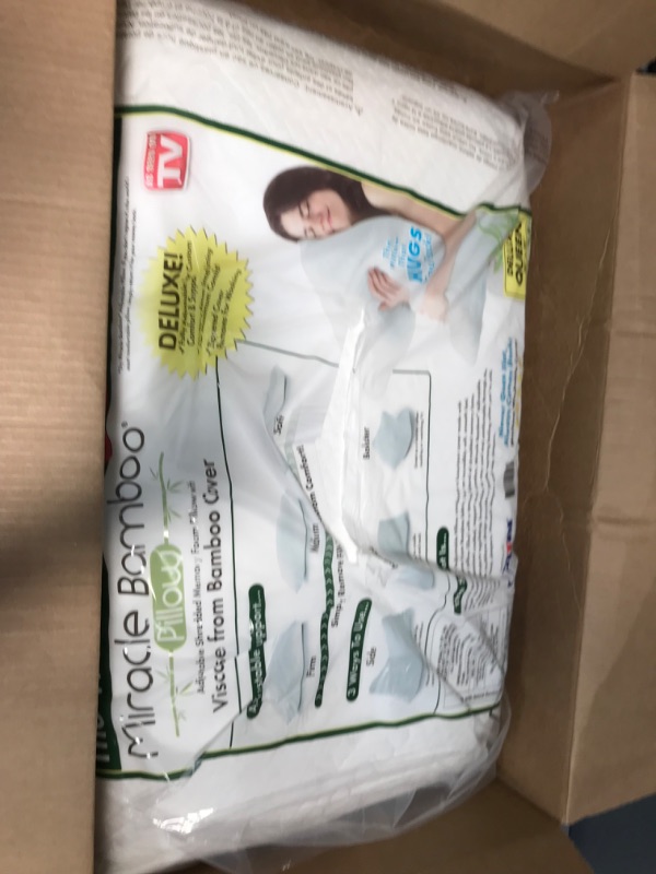 Photo 3 of Ontel Miracle Shredded Memory Foam Pillow with Viscose from Bamboo Cover, Queen, White Queen (Pack of 1)