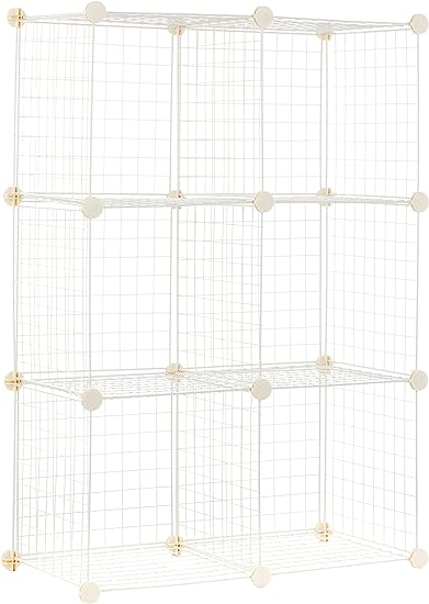 Photo 1 of (missing parts )Amazon Basics 6 Cube Wire Grid Storage Shelves, Stackable Cubes, White, 14.6" D x 30.3" W x 44.8" H
