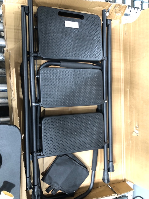 Photo 1 of 3-Step Plastic & Aluminum Step Stool with Wide Anti-Slip Pedal Folding Ladder
