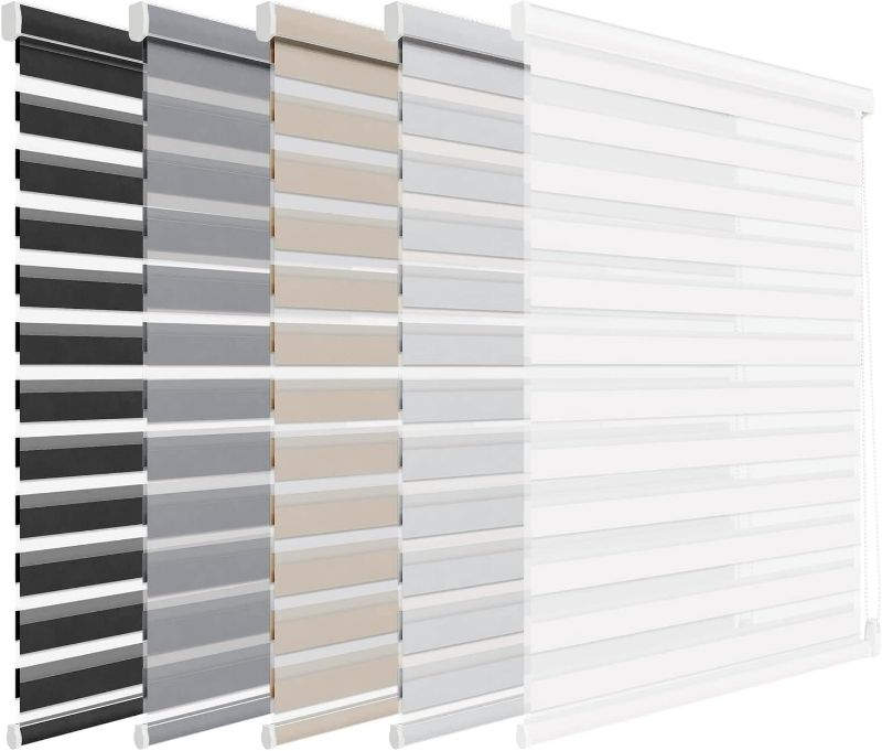 Photo 1 of **STOCK IMAGE FOR SAMPLE**
SEEYE Zebra Blinds for Windows - French Door Blinds Roller Dual Shades Light Control Window Treatments Horizontal Day and Night Sheer, 33.5" W x 90" H, Black Black 33.5" x 90"