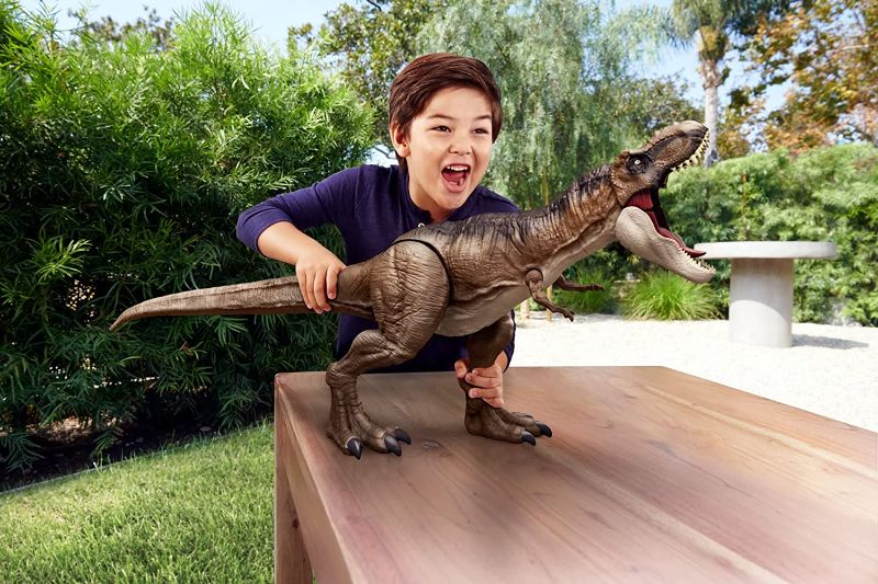 Photo 1 of 
Jurassic World Toys Super Colossal Tyrannosaurus Rex Action Figure Toy, T Rex Dinosaur 3-ft+ Long with Eating Feature
