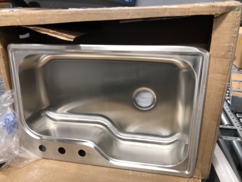 Photo 3 of **BENT CORNERS**
Design House 110593 Rectangular Single Bowl 33x22x8 in. 18-Gauge 3-Hole Kitchen Sink, Stainless Steel 3 Hole