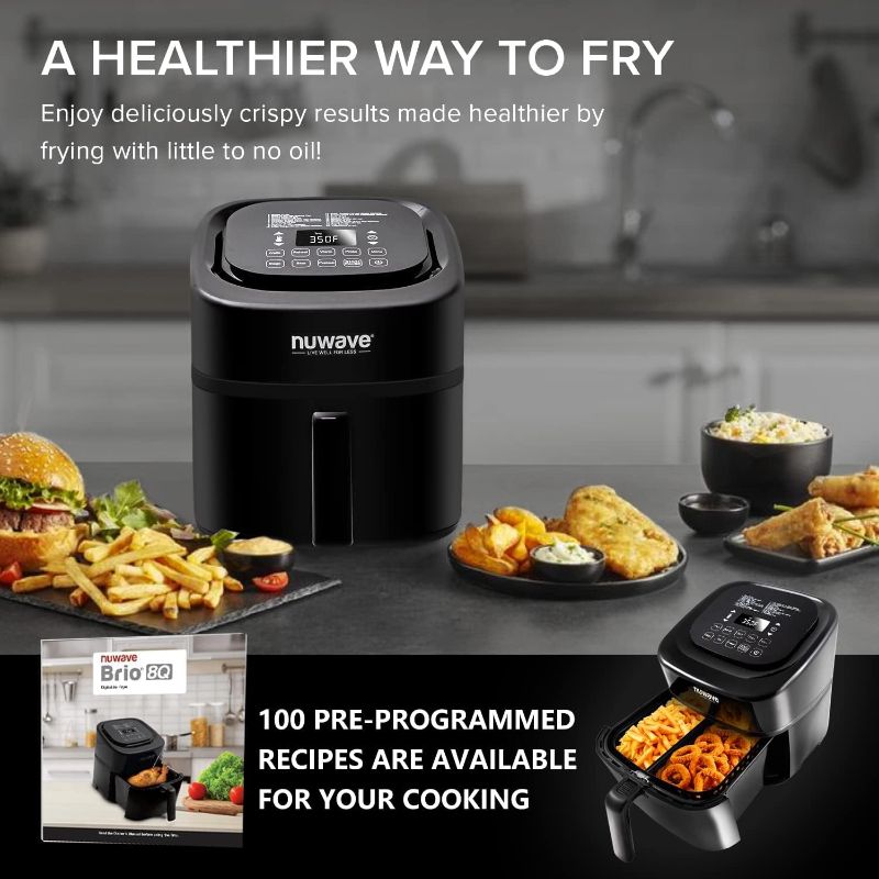 Photo 1 of **NON-FUNCTIONAL, PARTS ONLY**
NUWAVE Brio 8-Qt Air Fryer, Powerful 1800W, Easy-to-Read Cool White Display, 50°-400°F Temp Controls, 100 Pre-Programmed Presets & 50 Memory Slots, Integrated Smart Thermometer, Linear T Technology
