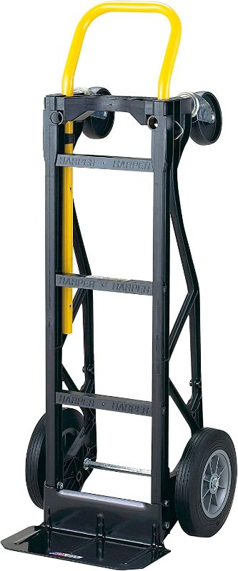 Photo 1 of **YELLOW HANDLE MISSING**
Harper Trucks PGDY8635P 700 lb Capacity Glass Filled Nylon Convertible Hand Truck and Dolly with 10" Flat-Free Solid Rubber Wheels,Black with Yellow Handle
