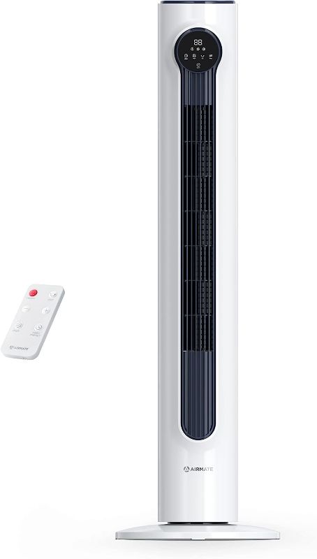 Photo 1 of 
AIRMATE Tower Fan with Remote, 90° Oscillating Bladeless Fan, 42in Silent Standing Fan, 3 Modes 8 Speeds, LED Display Touchpad, 8H Timer Floor Fan for Bedroom Dorm Home Office, Washable & Portable
