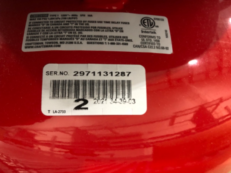 Photo 5 of CRAFTSMAN Compressor Combo Kit, 6 Gallon, Pancake, 3 Tool (CMEC3KIT) Air Compressor w/ 3 Tools