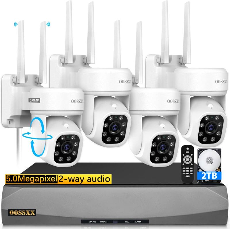 Photo 1 of (2-Way Audio & PTZ Camera) 5MP Wireless PTZ Camera System,10 Channel 4K NVR,4pcs WiFi Security System Pan,24/7 Auto Tracking PTZ Camera Outdoor Indoor,Night Vision,2-Way Audio Surveillance DVR Set.
