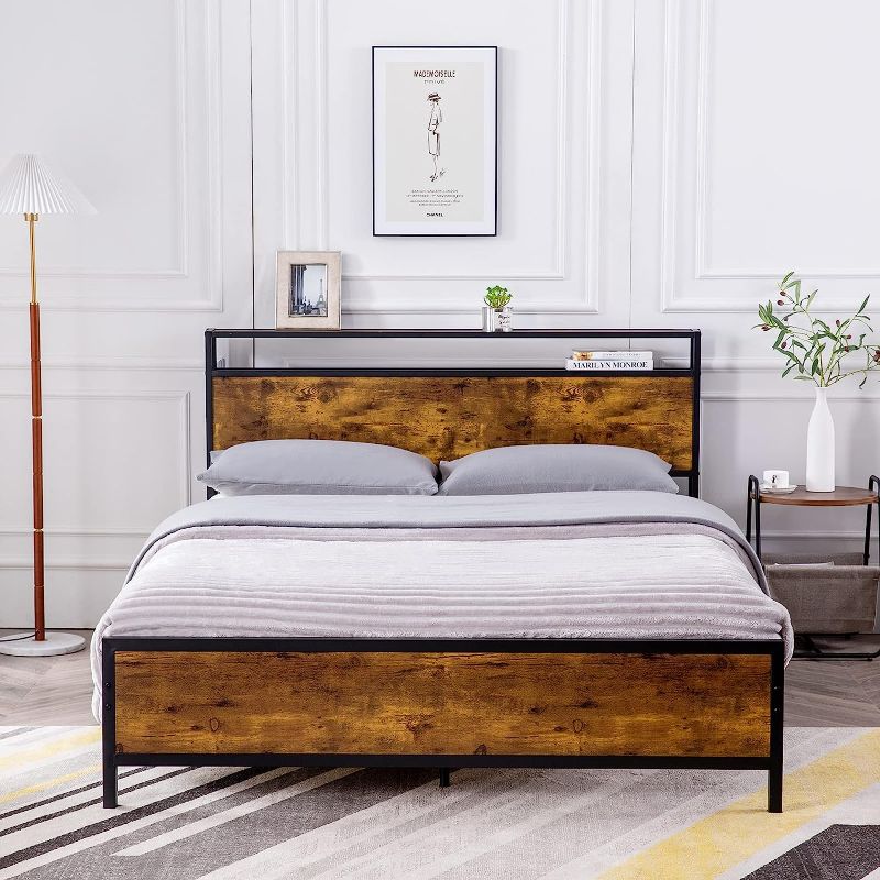 Photo 1 of **picture is queen for reference** GAZHOME TwinXL Bed Frame, Platform Bed with 2-Tier Storage Headboard, Solid and Stable, Noise Free, No Box Spring Needed, Easy Assembly