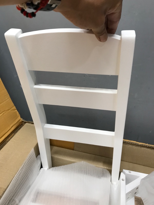 Photo 1 of **PARTS ONLY TABLE TOP HAS DAMAGE**  
Melissa & Doug Wooden Round Table and 2 Chairs Set – Kids Furniture for Playroom, Light Woodgrain and White 2-Tone Finish