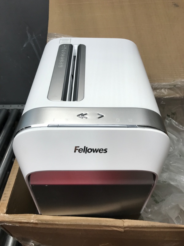 Photo 2 of Fellowes LX22M 20 Sheet P-4 Micro-Cut, Heavy Duty Paper Shredder for Office, 100% Jam Proof (White) 20 Sheet White Paper Shredder