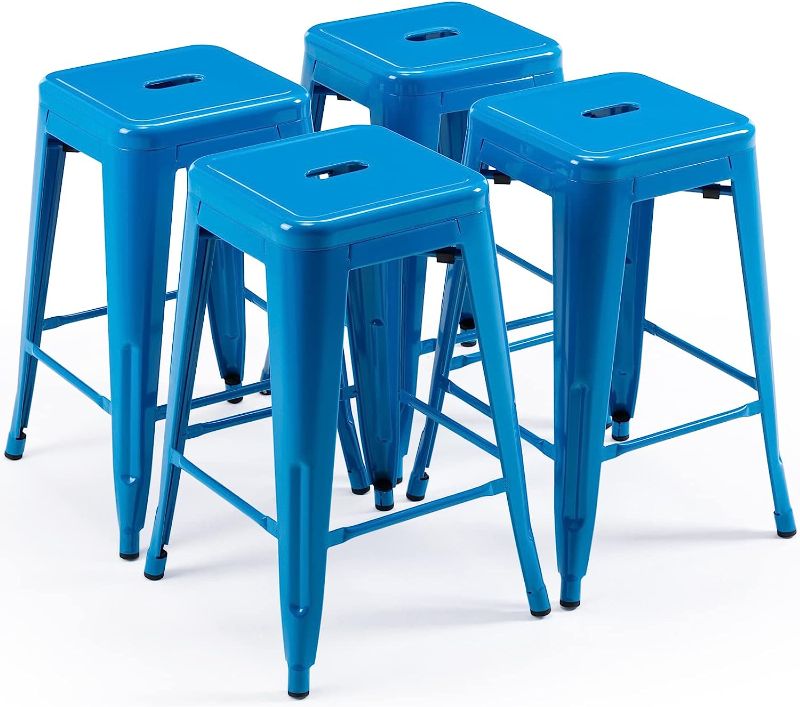 Photo 2 of 
Vogue Furniture Direct 24 Inch Metal Bar stools, Backless Counter Height Barstools, Indoor Outdoor Stackable