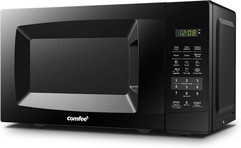 Photo 1 of **DAMAGED** OMFEE' EM720CPL-PMB Countertop Microwave Oven with Sound On/Off, ECO Mode and Easy One-Touch Buttons, 0.7cu.ft, 700W, Black