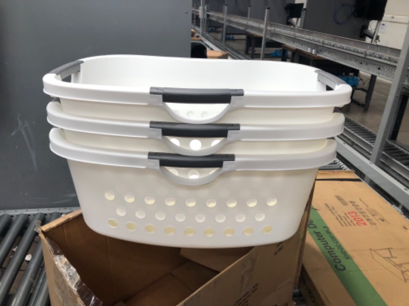 Photo 1 of 3 PACK: White Laundry Basket