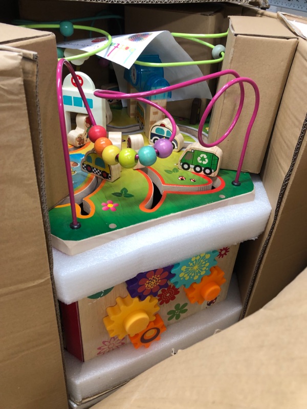 Photo 2 of Battat – Wooden Activity Cube – Toddler Activity Center – Baby Play Cube – Bead Maze – 12 Months + – CurioCity