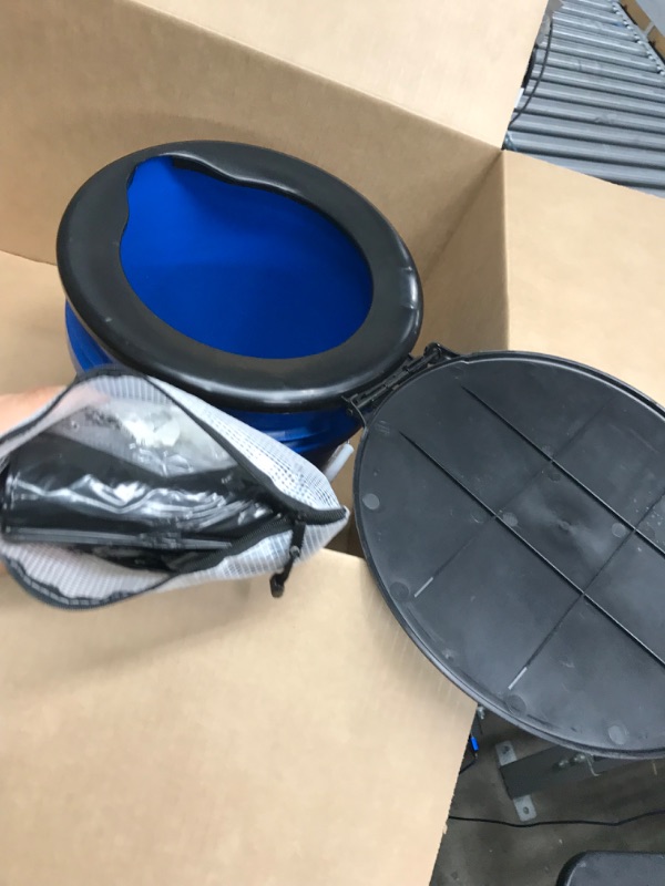 Photo 1 of Camco Portable Toilet with Seat and Cover, 5 Gallons, Blue (41549)