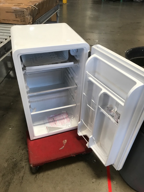 Photo 2 of *DAMAGED*  FRIGIDAIRE EFR372-WHITE 3.2 Cu Ft White Retro Compact Rounded Corner Premium Mini Fridge White Fridge