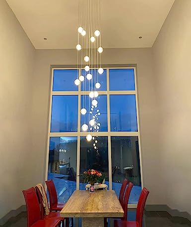 Photo 1 of 138" H 16-Lights Chandeliers for Entryway Living Room High Ceiling Chandeliers Light Fixture Crystal Ceiling Pendant Lighting LED Modern Light Chandelier Lights for Foyer Stair Bubble Lights
