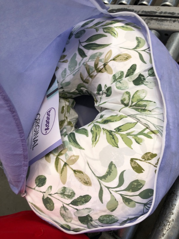 Photo 2 of Boppy Original Nursing Support, FKA Boppy Nursing Pillow, Green Foliage, Ergonomic Breastfeeding, Bottle Feeding, and Bonding, Firm Hypoallergenic Fiber Fill, Removable Cover, Machine Washable
