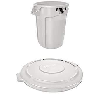 Photo 1 of Rubbermaid Commercial BRUTE Container with Venting Channels and Lid, White, 10 Gallon, (FG261000WHT & FG260900WHT )
