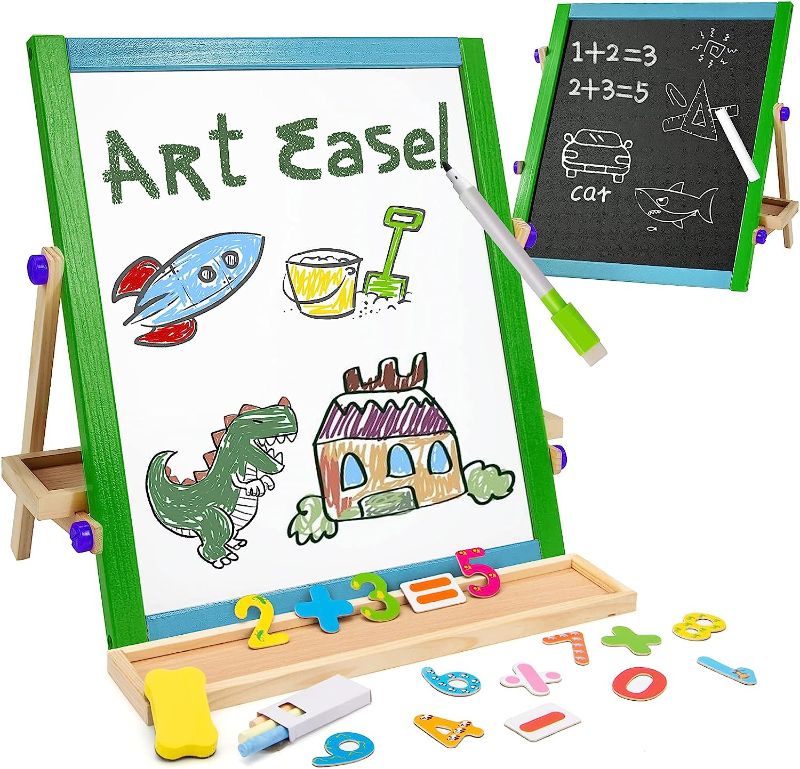 Photo 1 of ***Product similar to stock image*** Wooden Art Easel for Kids 3 Years and Up, Deluxe Double-Sided Tabletop Easel, Great Gift for Girls and Boys - Best Arts & Crafts for 3, 4, 5 Year Olds and Up
