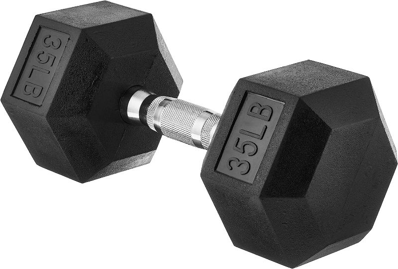 Photo 1 of 35LBS Amazon Basics Rubber Encased Exercise & Fitness Hex Dumbbell, Hand Weight For Strength Training
