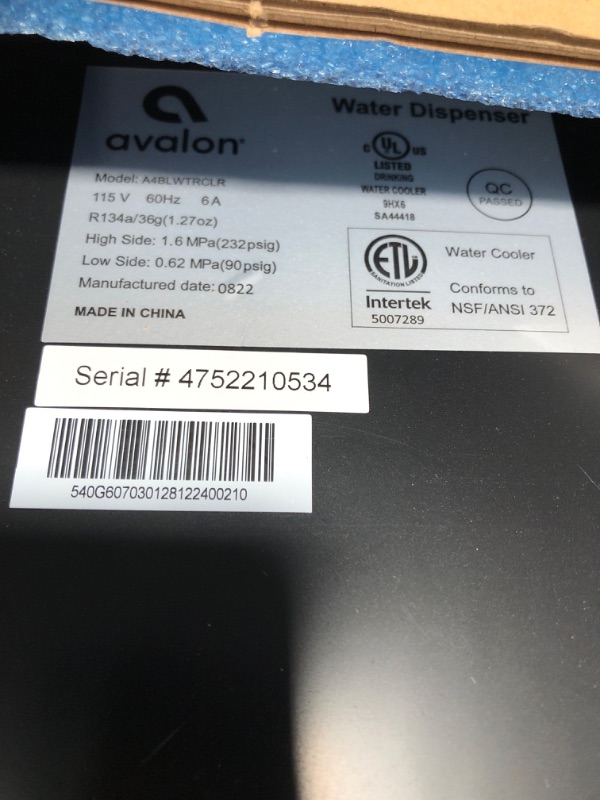 Photo 2 of ***PARTS ONLY*** Avalon Bottom Loading Water Cooler Dispenser with BioGuard- 3 Temperature Settings- UL/Energy Star Approved- Bottled
