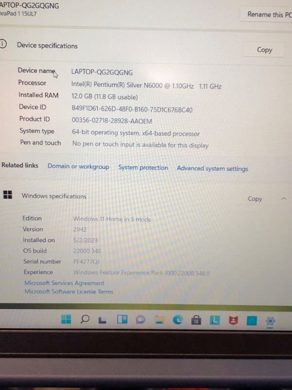 Photo 7 of Lenovo ideapad 1 15.6 FHD Laptop, Intel Pentium Sliver N6000 Processor, 4GB RAM, 128GB eMMC, 1-Year Mircrosoft Office 365, Windows 11 Home in S Mode - 82LX0050US