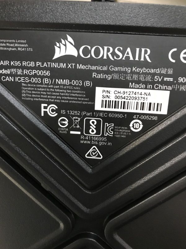 Photo 3 of ***NOT FUNCTIONAL PARTS ONLY***CORSAIR K95 RGB PLATINUM XT MECHANICAL GAMING KEYBOARD (BLACK, CHERRY MX SPEED SWITCHES)
