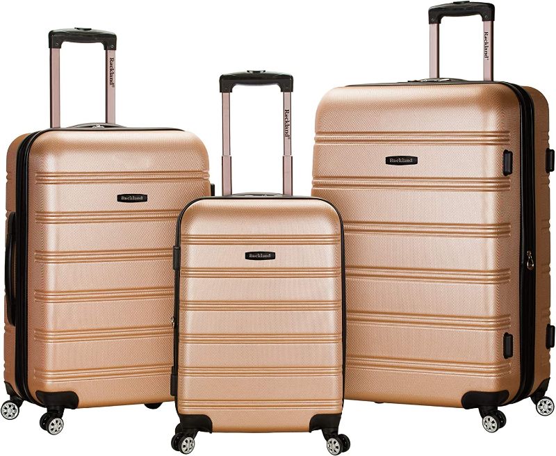 Photo 1 of ***MISSING SUITCASE/DAMAGED***Rockland Melbourne Hardside Expandable Spinner Wheel Luggage, Champagne, 3-Piece Set (20/24/28)