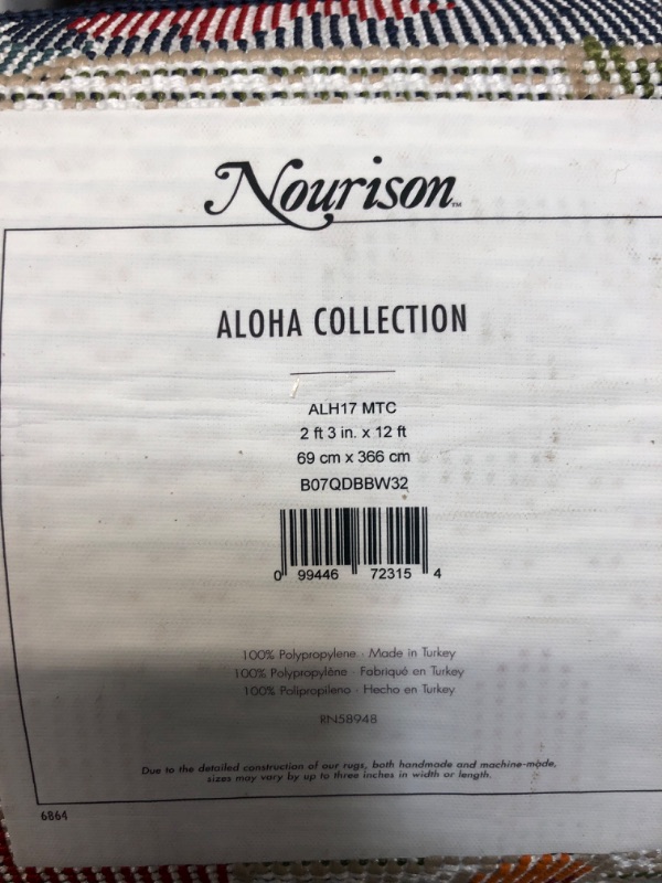 Photo 1 of **MINOR WEAR & TEAR**Nourison Aloha Indoor/Outdoor Floral Multicolor Area Rug Runner (2'3"x12') 2'3" x 12' Multi Color