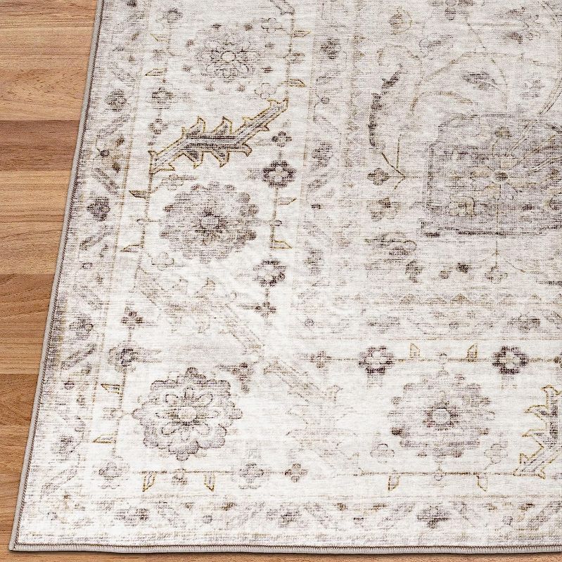 Photo 1 of **MINOR WEAR & TEAR**ReaLife Machine Washable Rug - Stain Resistant, Non-Shed - Eco-Friendly, Non-Slip, Family & Pet Friendly - Made from Premium Recycled Fibers - Vintage Bohemian Medallion - Beige Ivory, 2'6" x 8'
