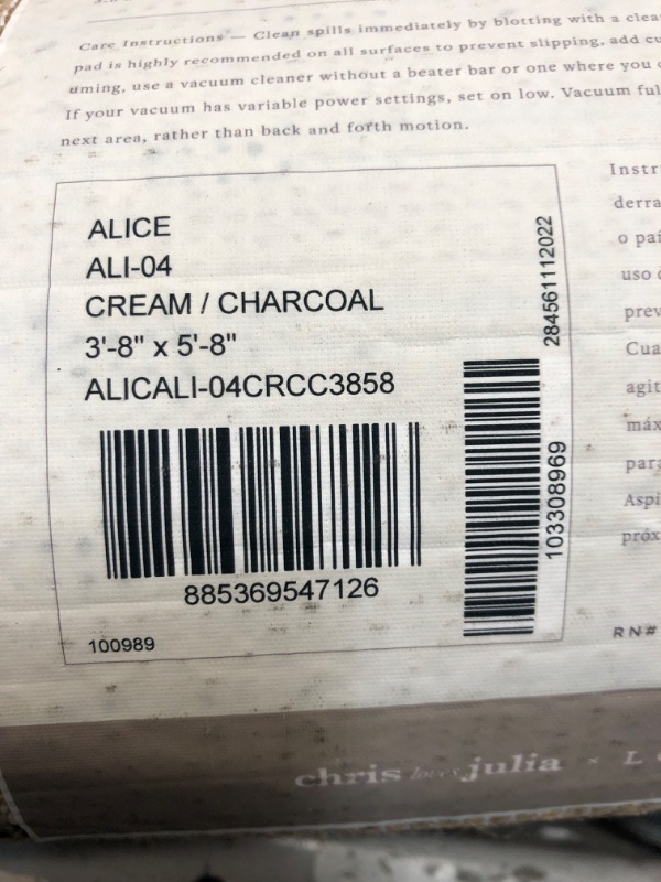 Photo 3 of **MINOR WEAR & TEAR**Chris Loves Julia x Loloi Alice Collection ALI-04 Cream/Black 3'-8" x 5'-8" Accent Rug Cream / Charcoal 3'-8" x 5'-8"