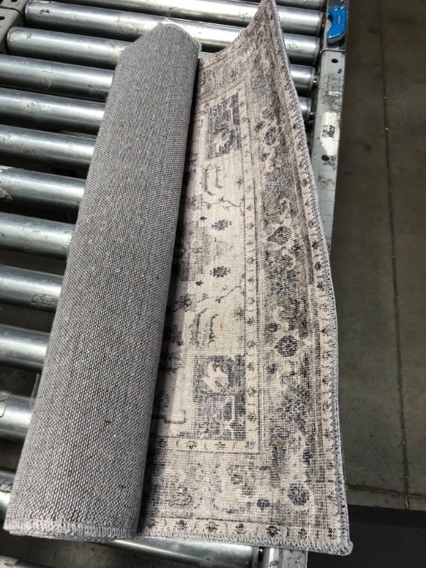 Photo 2 of **DIRTY FROM SHIPPING**Loloi II Hathaway HTH-05 Printed Steel Ivory Vintage Distressed Oriental Area Rug 2'-0" x 5'-0" 2'-0" x 5'-0" Steel / Ivory Oriental