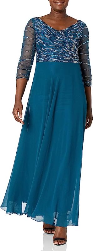 Photo 1 of J Kara Women's 3/4 Sleeve Beaded Gown (20w)( blue )