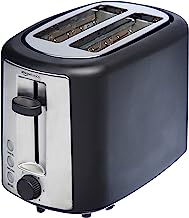 Photo 1 of (damage ) Amazon Basics 2 Slice, Extra-Wide Slot Toaster with 6 Shade Settings, Black & Silver